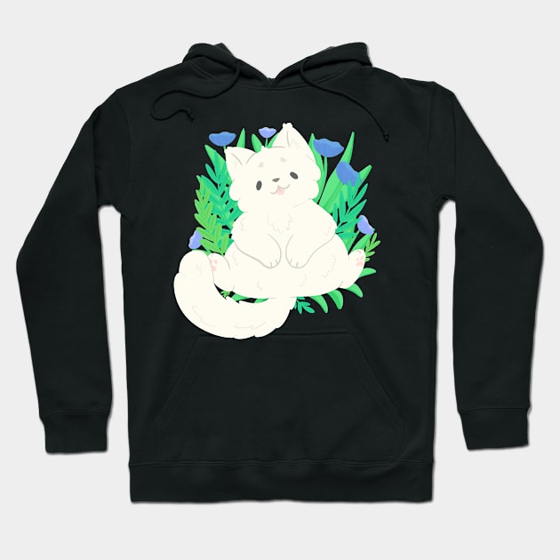 White cat in the grass Hoodie by IcyBubblegum